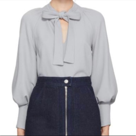 See By Chloe Black Tie Neck Crepe Blouse Size 34 - Picture 7 of 7